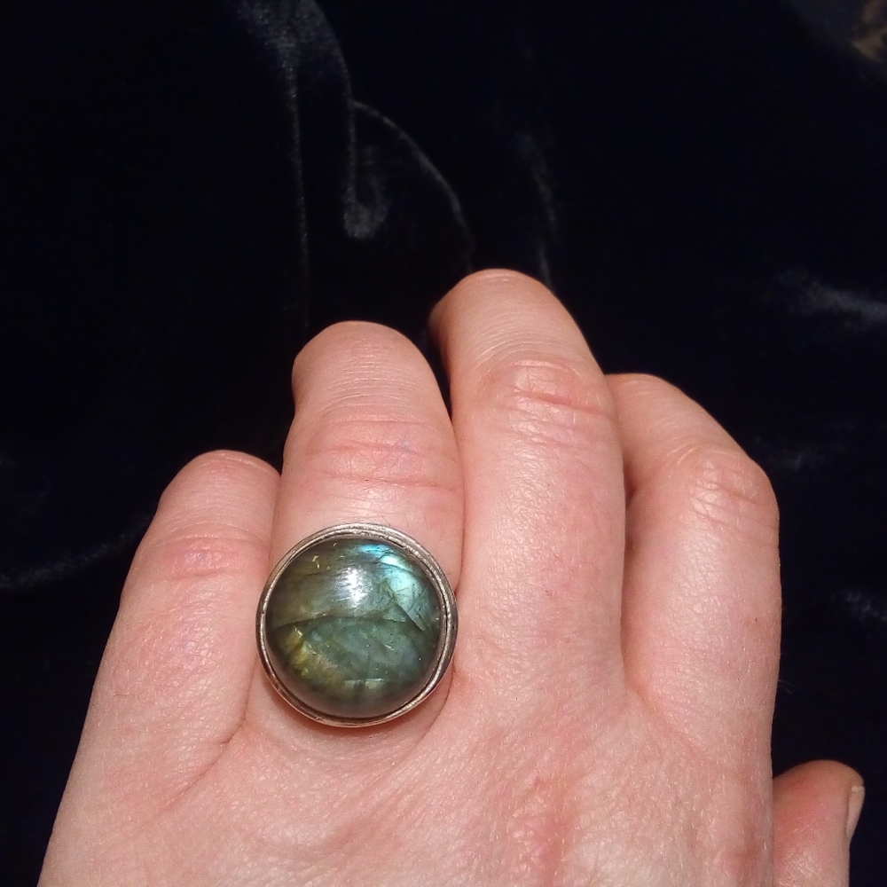 Laboradorite Stone Sterling Ring, 8